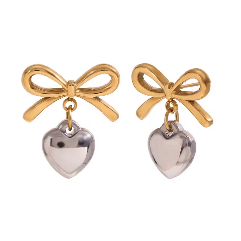 Bow Heart Earrings